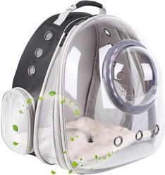 Halinfer Front Extension with Bubble Dome Carrier Backpack for Puppies & Cats, Large, Black