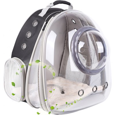 Halinfer Halinfer Front Extension with Bubble Dome Carrier Backpack for Puppies & Cats, Large, Black