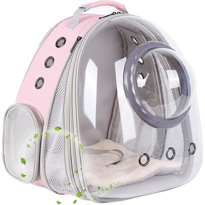 Halinfer Halinfer Front Extension with Bubble Dome Carrier Backpack for Puppies & Cats, Large, Pink