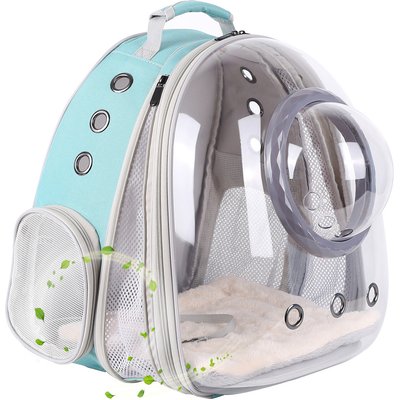 Halinfer Halinfer Front Extension with Bubble Dome Carrier Backpack for Puppies & Cats, Large, Green