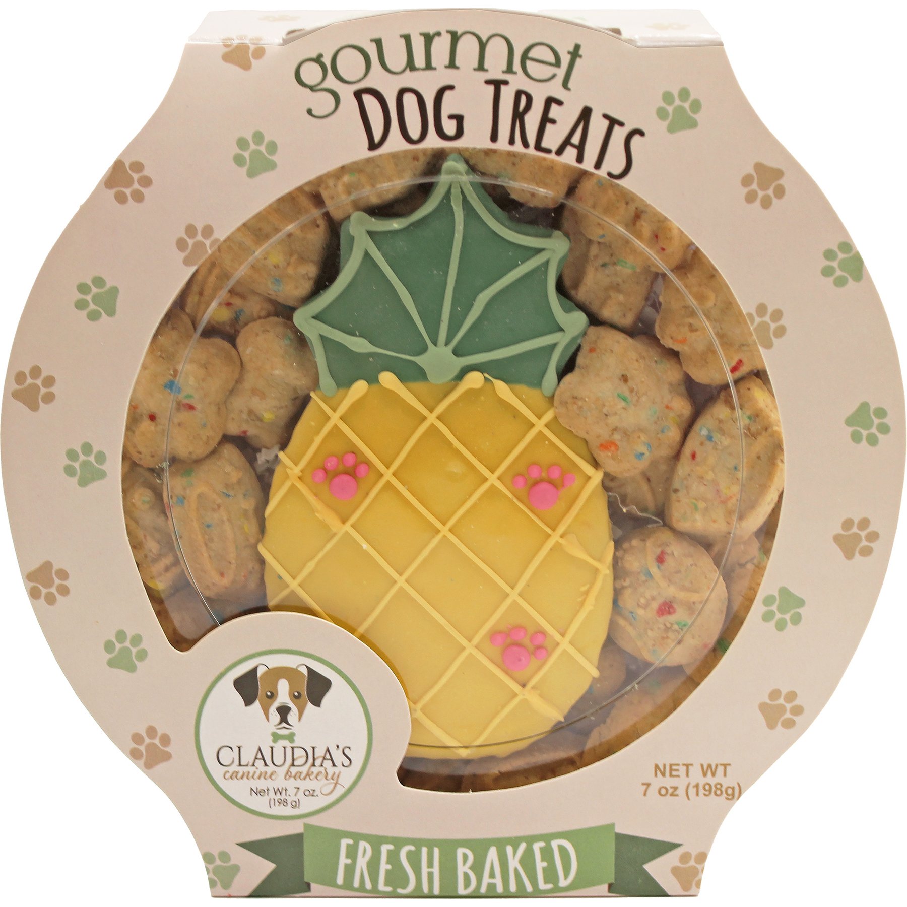 Claudia's Canine Bakery Pineapple Paws Crunchy Dog Treats, 7-oz tub
