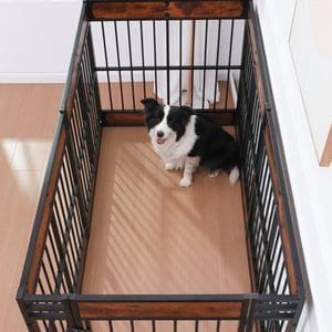 RYPetmia 6-Panel Indoor & Outdoor Foldable Heavy Duty Personalized Coated Metal Dog & Cat Exercise Pen, Rustic Brown, Large: 35.4-in