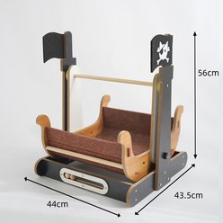 Fairela Rocking Unique Ship Inspired Wooden 22-in Novelty Cat Cradle Scratcher, Black slide 2 of 9