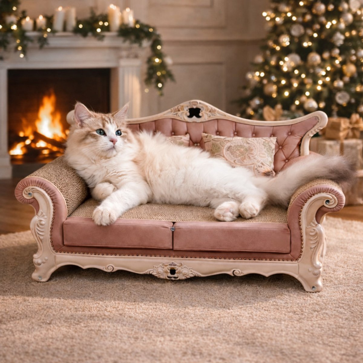 Fairela Victorian-Style Tufted Large Premium Cardboard 12.5-in Novelty Cat Scratcher, Pink