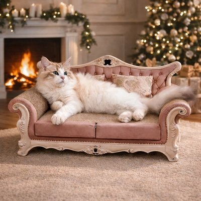 Fairela Fairela Victorian-Style Tufted Large Premium Cardboard 12.5-in Novelty Cat Scratcher, Pink