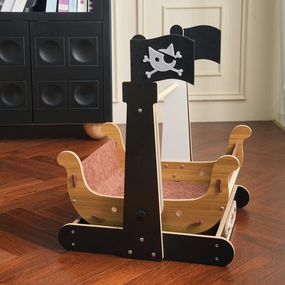 Fairela Fairela Rocking Unique Ship Inspired Wooden 22-in Novelty Cat Cradle Scratcher, Black