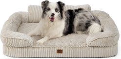 EHEYCIGA Memory Foam Orthopedic Furniture Style Sofa Dog Bed with Removable Cover, 41 x 27 x 7.5-in, Linen