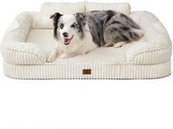EHEYCIGA Memory Foam Orthopedic Furniture Style Sofa Dog Bed with Removable Cover, 41 x 27 x 7.5-in, Beige slide 1 of 9