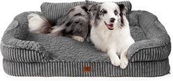 EHEYCIGA Memory Foam Orthopedic Furniture Style Sofa Dog Bed with Removable Cover, 41 x 27 x 7.5-in, Grey