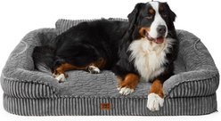 EHEYCIGA Memory Foam Orthopedic Furniture Style Sofa Dog Bed with Removable Cover, 45 x 35 x 7.5-in, Grey