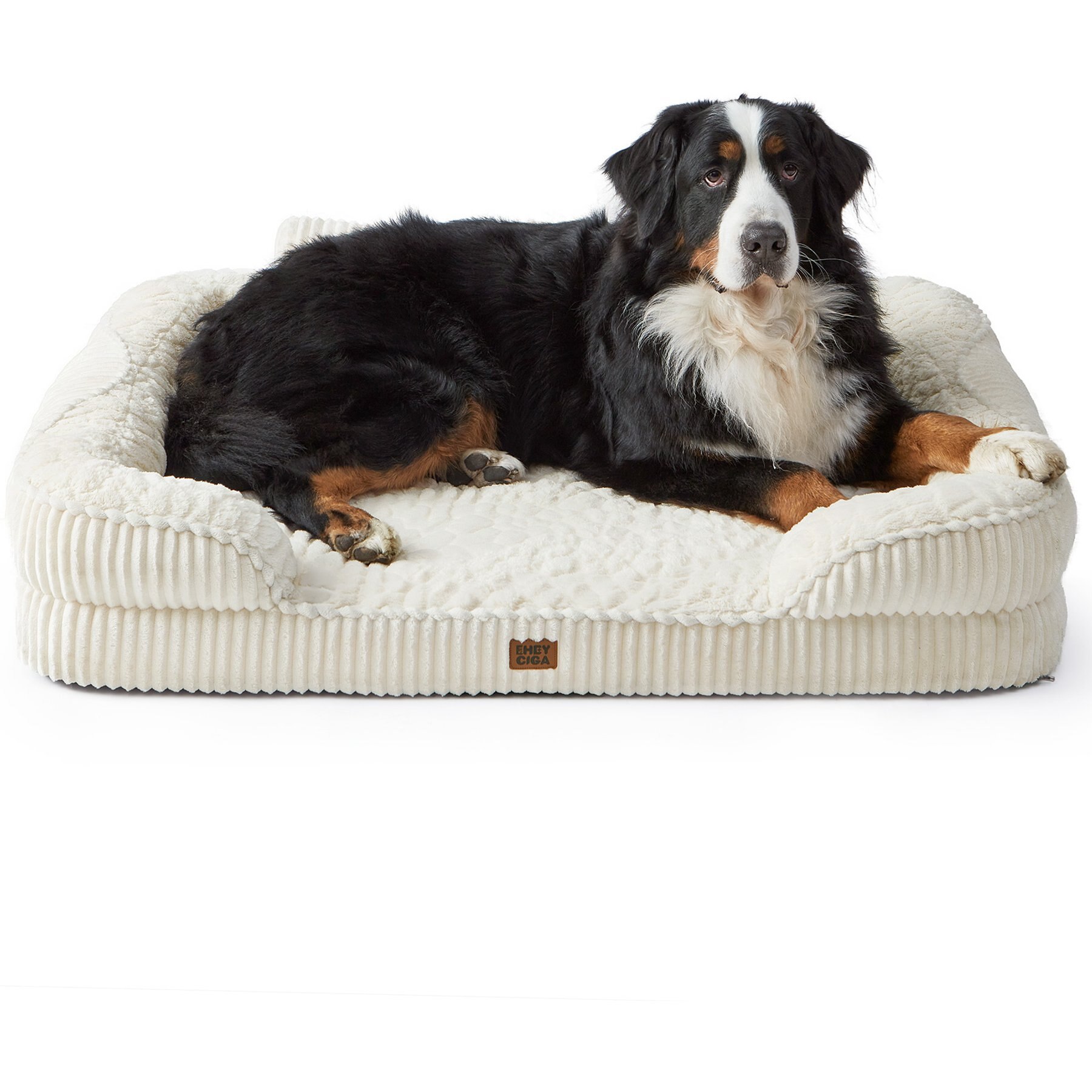 EHEYCIGA Memory Foam Orthopedic Furniture Style Sofa Dog Bed with Removable Cover, 45 x 35 x 7.5-in, Beige