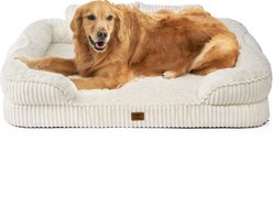 EHEYCIGA Memory Foam Orthopedic Furniture Style Sofa Dog Bed with Removable Cover, 42 x 30 x 7.5-in, Beige