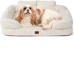 EHEYCIGA Memory Foam Orthopedic Furniture Style Sofa Dog Bed with Removable Cover, 36 x 27-in, Beige