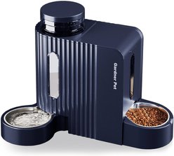 Gardner Pet 2-in-1 Feeder & Water Dispenser, Gravity with Stainless Steel Bowl BPA-Free Polypropylene Dog & Cat Waterer, 3-L, Blue