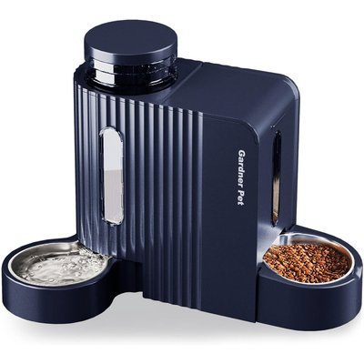 Gardner Pet Gardner Pet 2-in-1 Feeder & Water Dispenser, Gravity with Stainless Steel Bowl BPA-Free Polypropylene Dog & Cat Waterer, 3-L, Blue