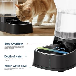 Gardner Pet Stainless Steel Bowls Water Dispenser, Gravity, with Filter BPA-Free Polypropylene Dog & Cat Waterer, 1-gallon, Grey
