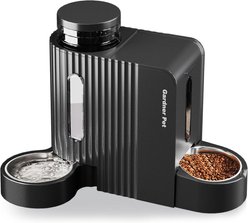 Gardner Pet 2-in-1 Feeder & Water Dispenser, Gravity with Stainless Steel Bowl BPA-Free Polypropylene Dog & Cat Waterer, 6-L, Black