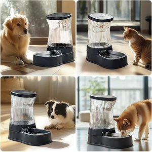 Gardner Pet Stainless Steel Bowls Water Dispenser, Gravity, with Filter BPA-Free Polypropylene Dog & Cat Waterer, 1-gallon, Grey