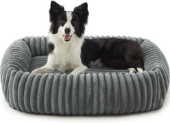 MIXJOY Rectangle Anti-Slip Bottom Removable Cover Bolster Dog Bed with Faux Rabbit Fur, Light Grey, Large slide 1 of 9