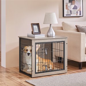 Yaheetech Wooden Dog Crate, Gray, 27.5-in