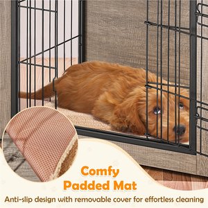 Yaheetech Wooden Dog Crate, Gray, 27.5-in