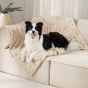 Luciphia Fluffy Fleece Heart-Pattern 300GSM Washable Calming Throw Dog & Cat Blanket, Beige, 41 x 31-in