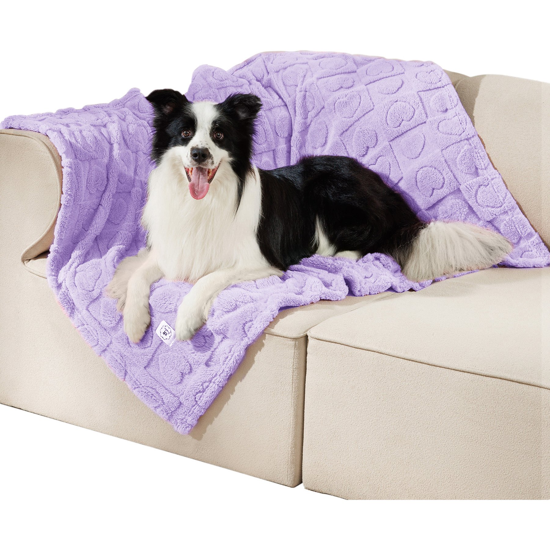 Luciphia Fluffy Fleece Heart-Pattern 300GSM Washable Calming Throw Dog & Cat Blanket, Purple, 30 x 20-in