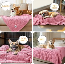 Luciphia Fluffy Fleece Heart-Pattern 300GSM Washable Calming Throw Dog & Cat Blanket, Pink, 30 x 20-in slide 2 of 7