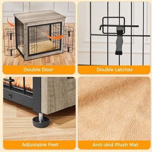 Yaheetech Wooden Dog Crate, Gray, 27.5-in