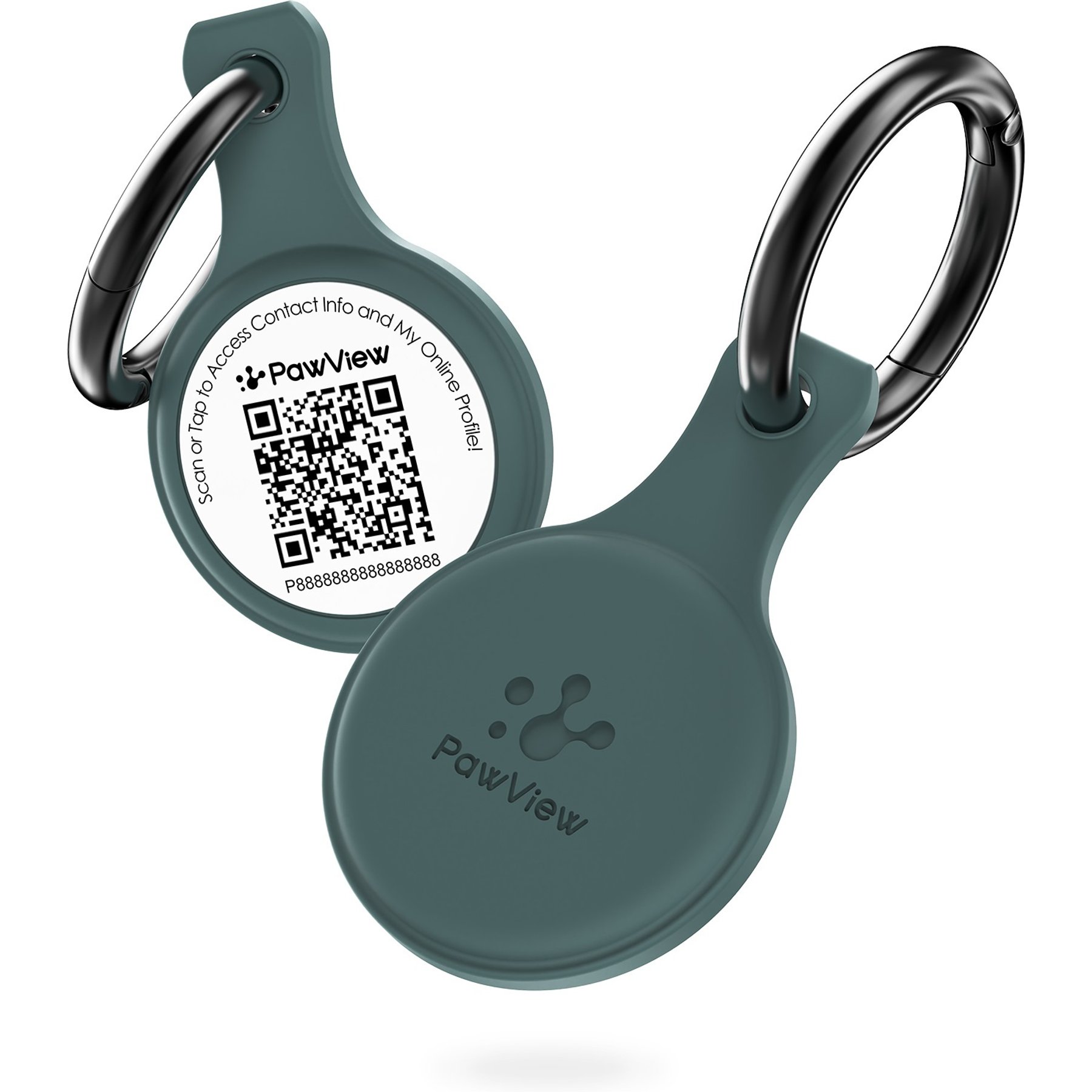 Pawview NFC & QR Code Silent Silicone Personalized Smart Dog ID Tag, Green