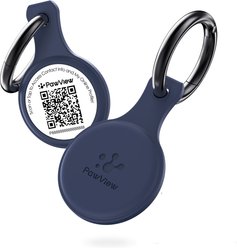 Pawview NFC & QR Code Silent Silicone Personalized Smart Dog ID Tag, Blue