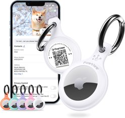 Pawview QR code Silent Waterproof Smart Dog & Cat AirTag Collar Holder, White slide 1 of 9