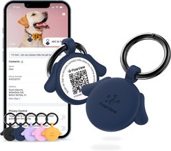 Pawview NFC & QR Code Silent Silicone Dog Shape Personalized Smart ID Tag, Blue