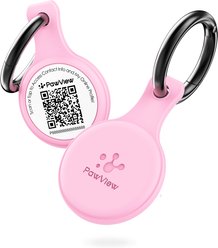 Pawview NFC & QR Code Silent Silicone Personalized Smart Dog ID Tag, Pink