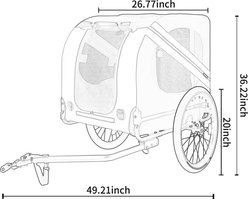 Bencmate Outdoor Adventures Bike Trailer Foldable Steel Frame All Terrain Carrier Dog Pet Stroller, 49-in, Orange slide 2 of 8