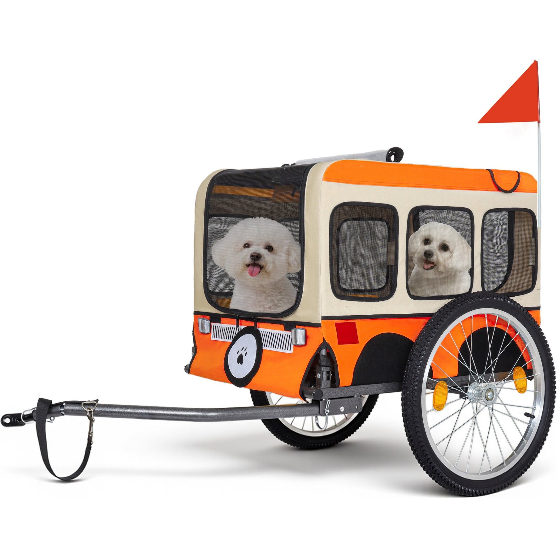 Bencmate Spacious Folding Cargo Cart Dog Bike Trailer, 55.5 x 29 x 29.25-in, Orange