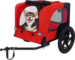 Bencmate Quick Release Wheel Easy Folding Cart Dog Stroller Bike Trailer, 42.52 x 31.5 x 27.56-in, Red