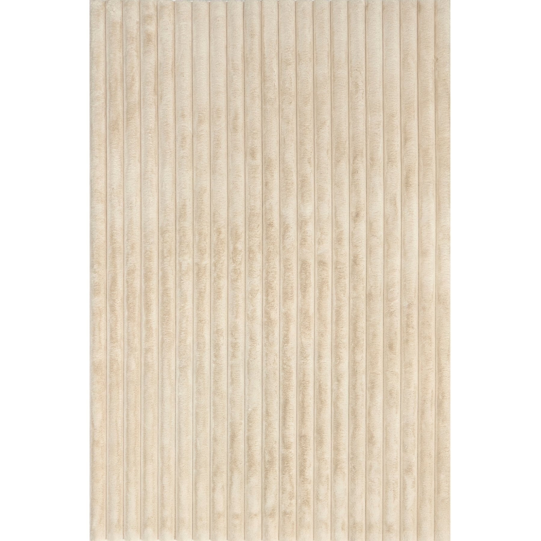 Nuloom Kai Stripe Faux Rabbit Machine Washable Area Rug, Beige, 7-ft 6-in x 9-ft 6-in