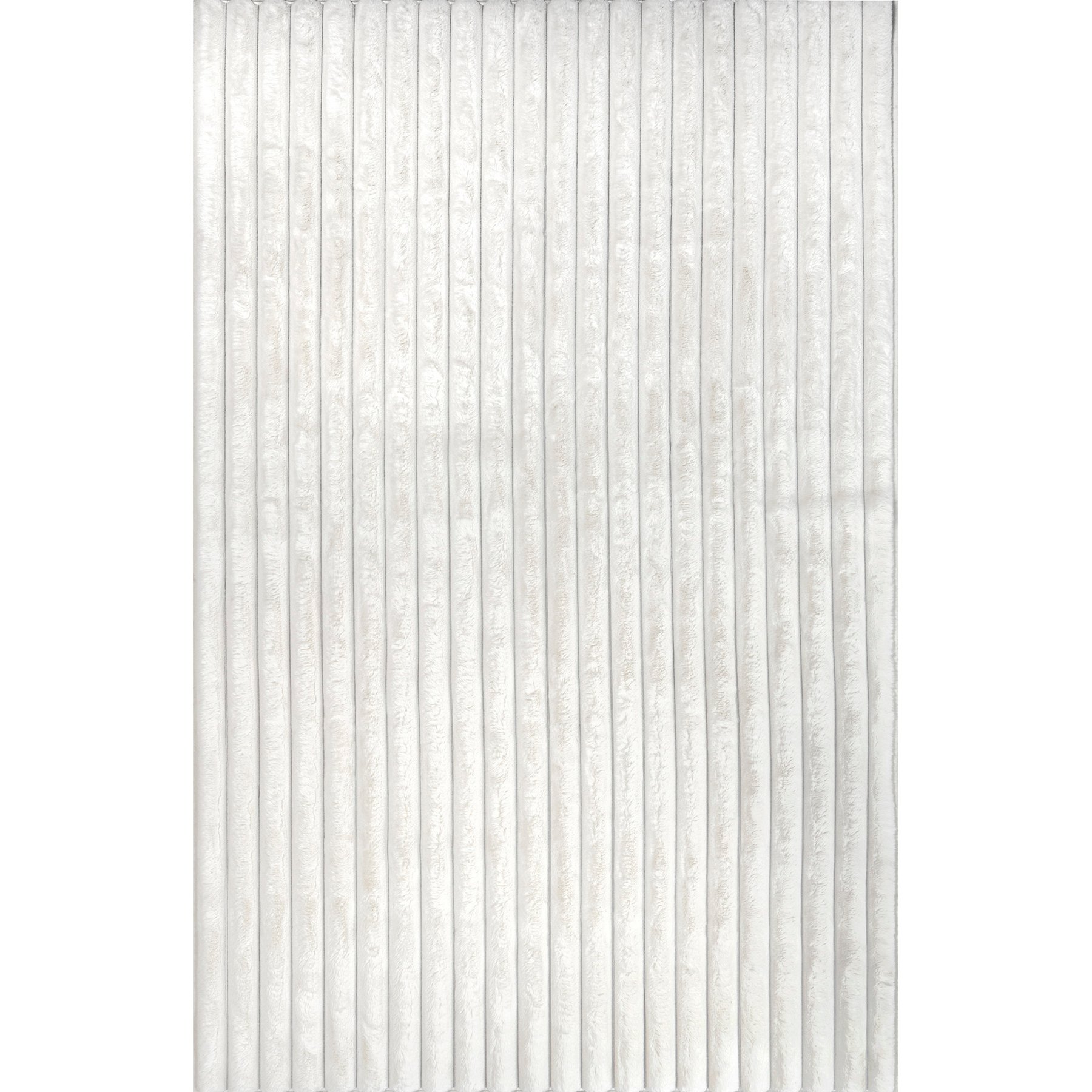Nuloom Kai Stripe Faux Rabbit Machine Washable Area Rug, Off White, 5 x 8-ft