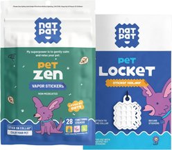 NATPAT Pet Zen Starter Dog Aromatherapy Kit: Locket Diffuser & Vapor Natural Calming Stickers, 28 stickers