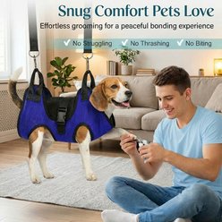 HOMAGICO Hammock Restraint Bag Dog & Cat Grooming Harness & Nail Trimmer, Deep Blue, Large: 22.4 x 33.4-in slide 2 of 6