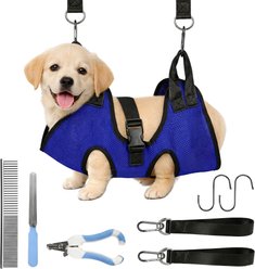 HOMAGICO Hammock Restraint Bag Dog & Cat Grooming Harness & Nail Trimmer, Deep Blue, Small: 15 x 21.3-in