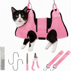 HOMAGICO Hammock Restraint Bag Dog & Cat Grooming Harness & Nail Trimmer, Pink, Medium: 17 x 25-in