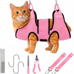 HOMAGICO Hammock Restraint Bag Dog & Cat Grooming Harness & Nail Trimmer, Pink, Small: 15 x 21.3-in