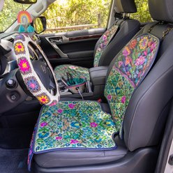 Natural Life Folk Flower Car Seat Protector, Teal, 45.5 x 18.25-in