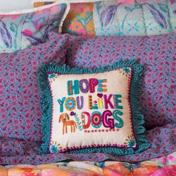 Natural Life Tufted Boho Pillow Like Dogs, 12 x 12-in