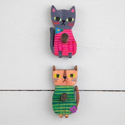 Natural Life Wooden Wall Multi Cat Hook, 2.5 x 2.5 x 0.25-in, Set of 2