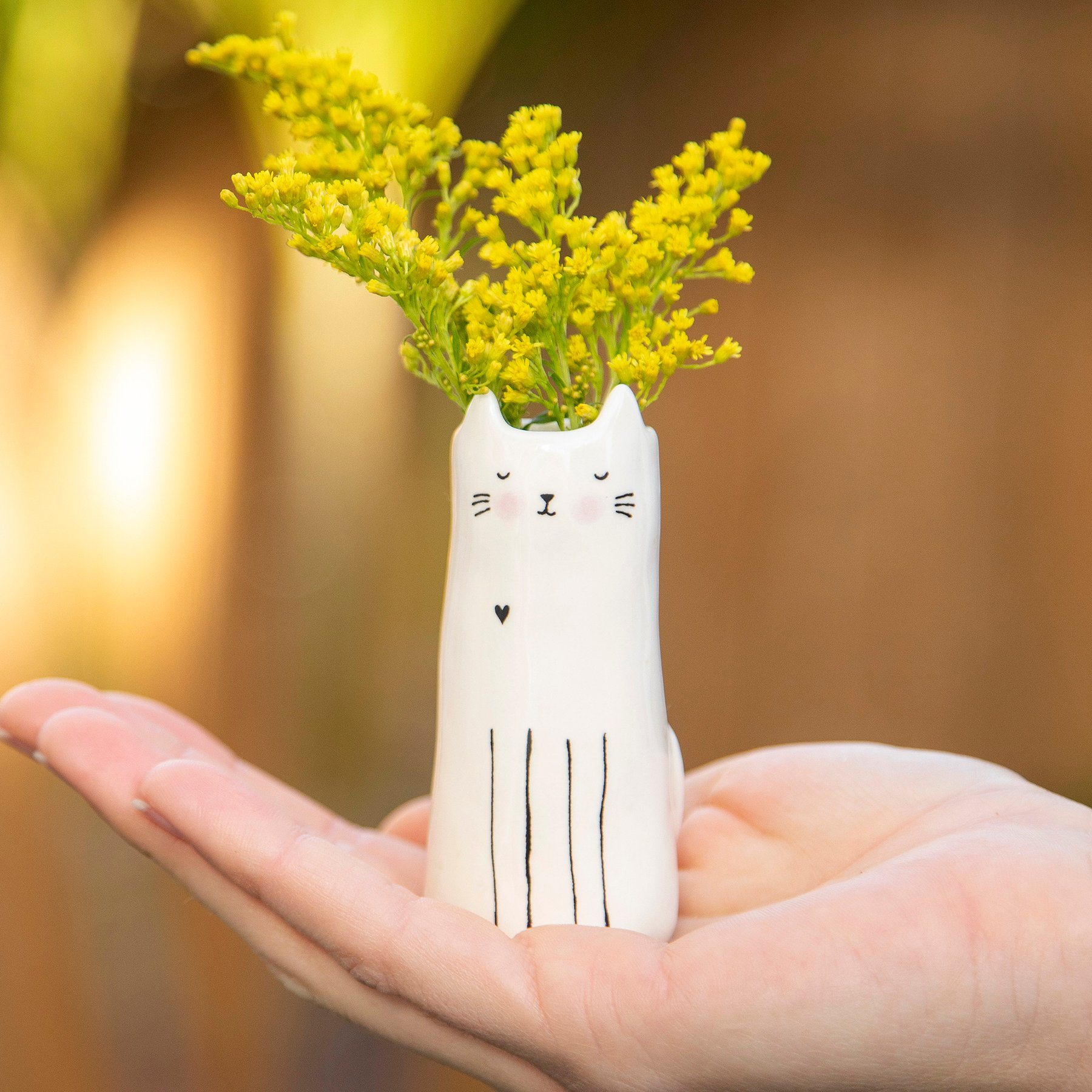 Natural Life 0.75-in opening Cutest Little Bud Vase Cat Ceramic Dish, 3 x 1.3-in