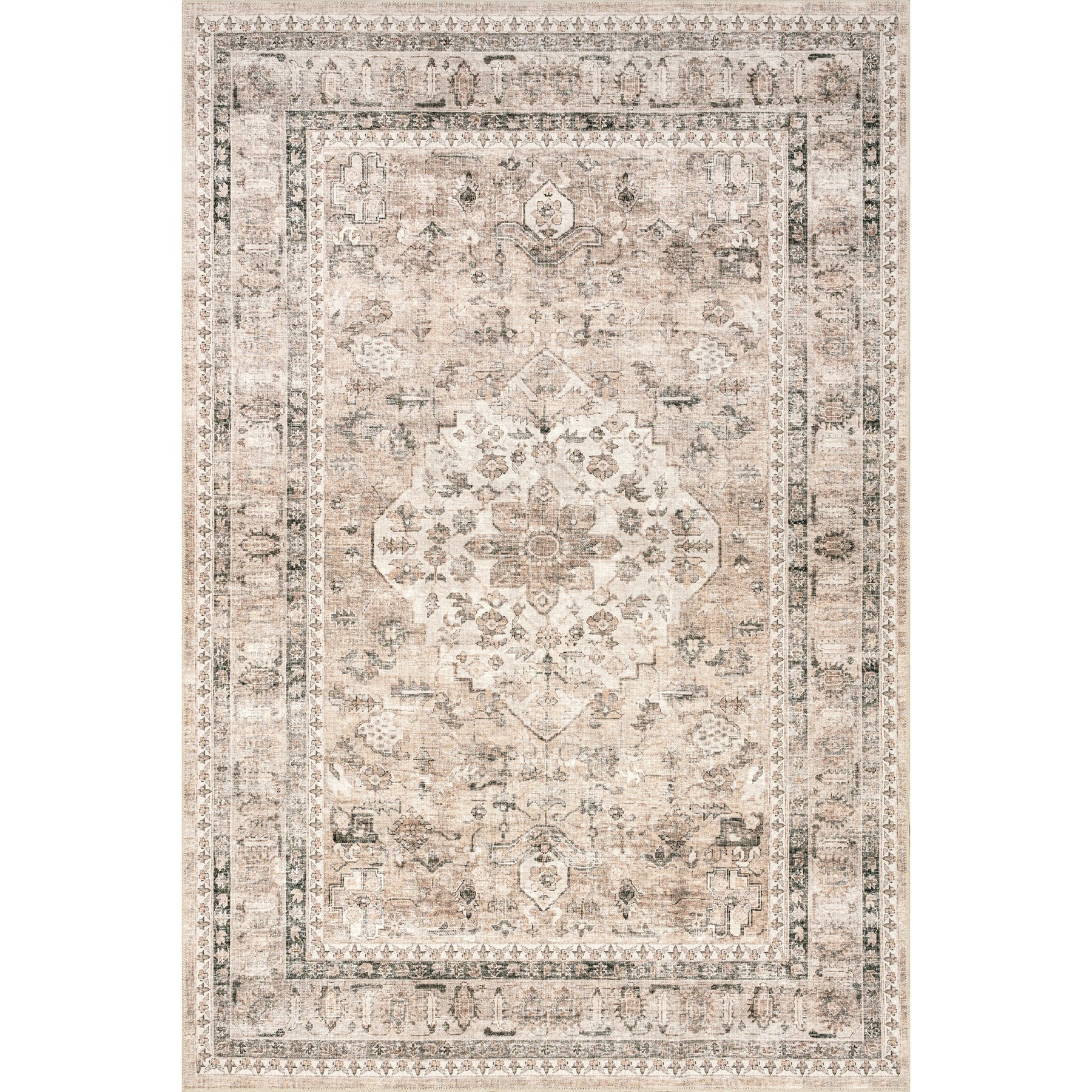 Nuloom Davi Faded Machine Washable Area Rug, Stone, 2-ft 6-in x 12-ft