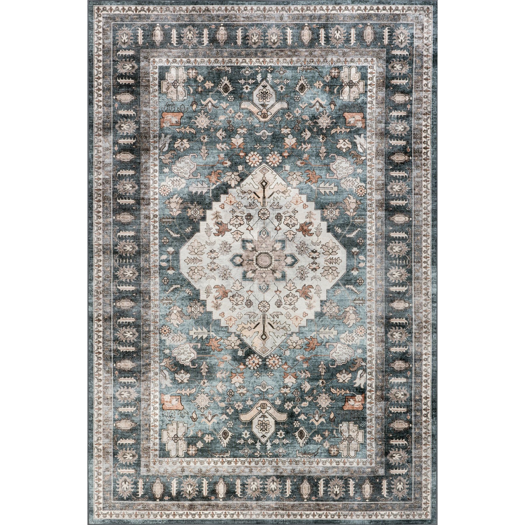 Nuloom Davi Faded Machine Washable Area Rug, Green, 8 x 10-ft